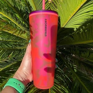 Starbucks Red Floral Frosted Soft Touch Tumbler